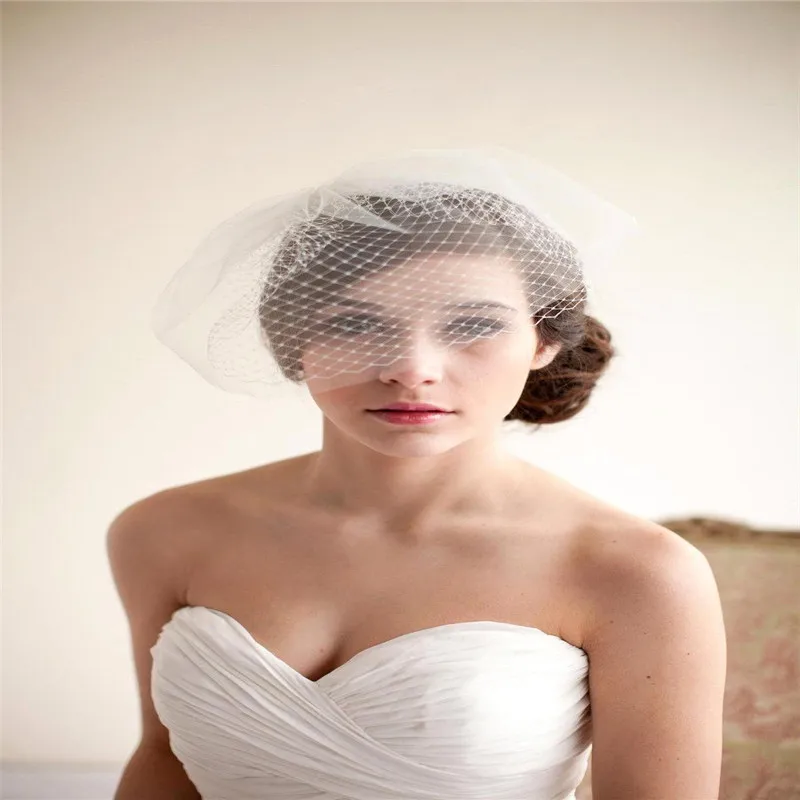 Королевский Дамы Люкс Свадебные Шляпы и Fascinators Белый Кот Тюль Birdcage Bridal Veil для