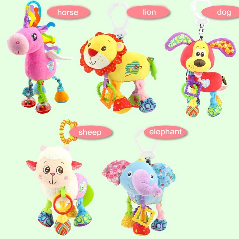 Happy monkey животных мягкие погремушки Подвесные Игрушки для малышей лошадь кровать