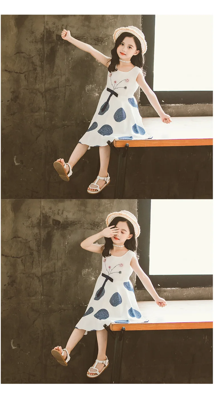 Платье для девочек в горошек летняя детская одежда детей 12 лет повседневная Kinder