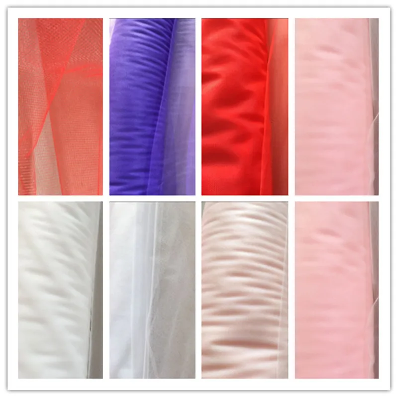 

SASKIA 10Meter/lot 150CM Width Middle Hard Tulle Mesh Fabric Sewing Wedding Dress Skirt Yarn Cloth Fabrics Material Red Pink Diy