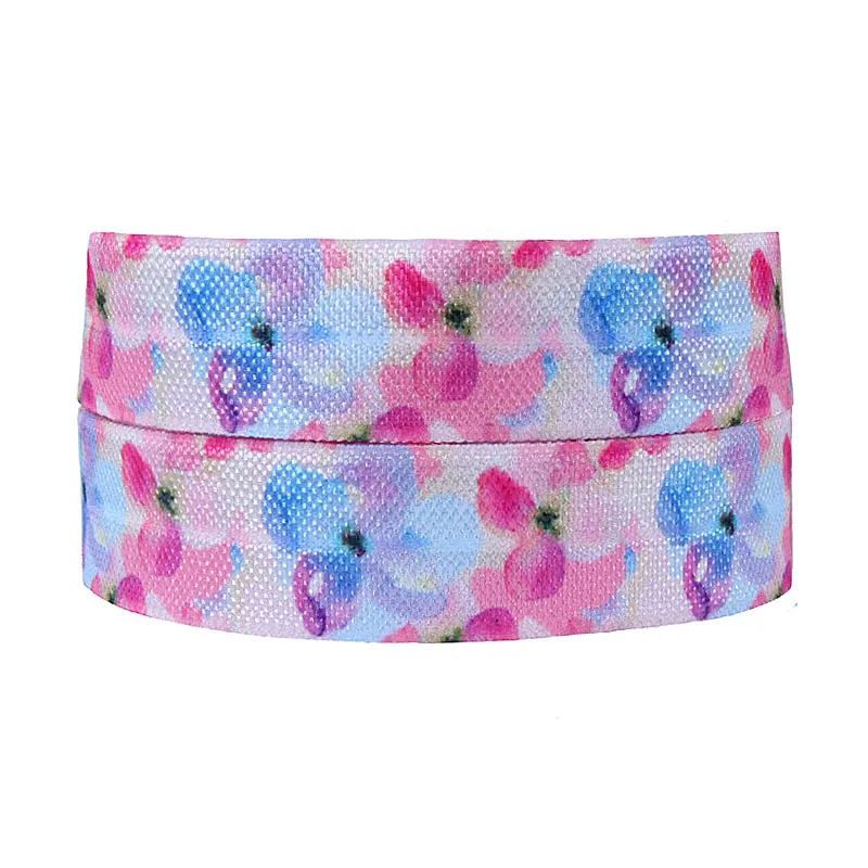 

New arrival watercolor flower patterns foe elastic ribbon for women hair ties