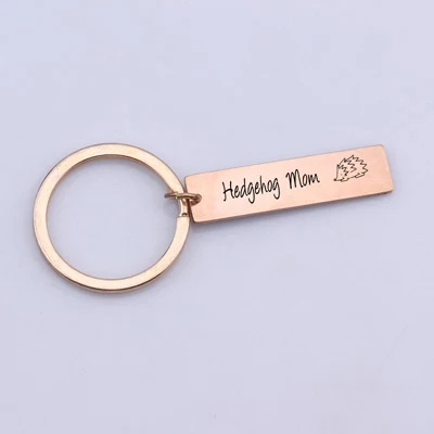 rose gold Креативные цепочки для ключей с гравировкой Ежик мама подарки для домашних животных родитель брелок Высокое качество сумка очаровательный держатель для ключей ювелирный ключ тег драйвер - Цвет: rose gold