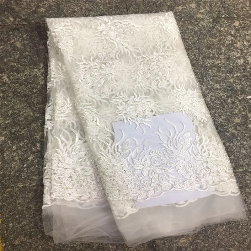 Новинка 2019 французская Тюлевая кружевная ткань вышитые цветы с белым