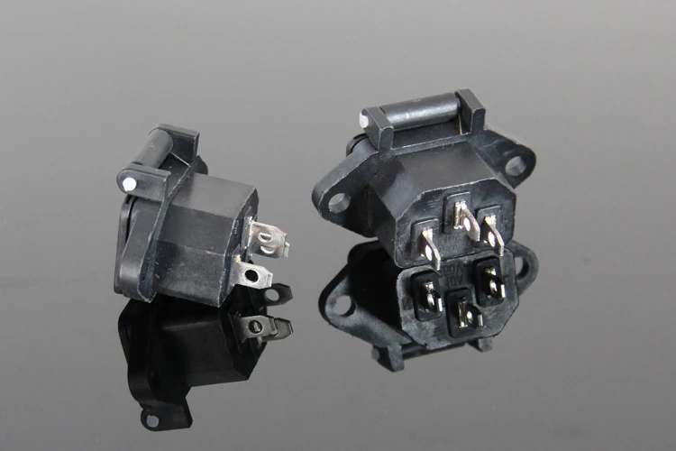 3 шт. Ac 250V 10A 3P Iec320 C14 гнездо входа питания черная W крышка