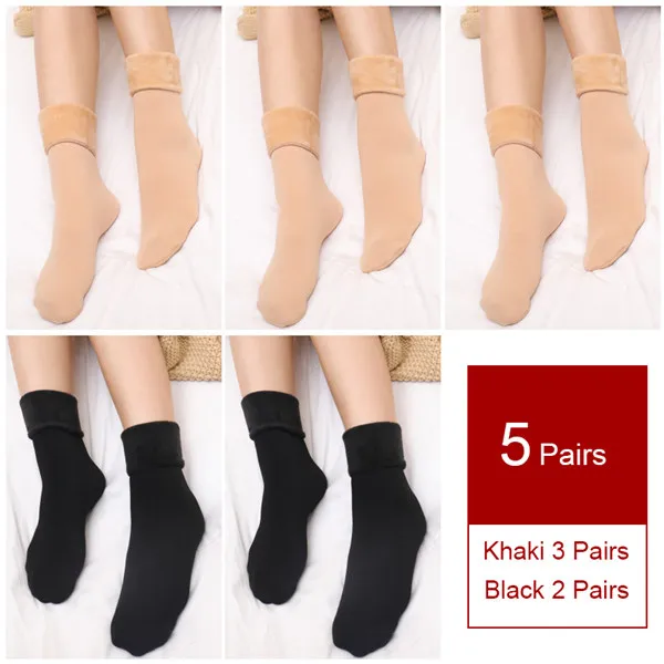 5 Pairs of Socks KingDeng теплые длинные плюшевые зимние женские носки простые цвета хаки, черный Harajuku простой Муми-Тролль японский стиль модный дизайн - Цвет: 5 Pairs of Socks