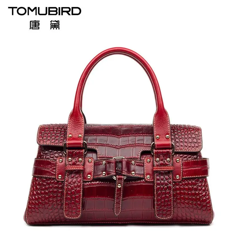 Женская сумка из натуральной кожи с текстурой под крокодила | Багаж и сумки