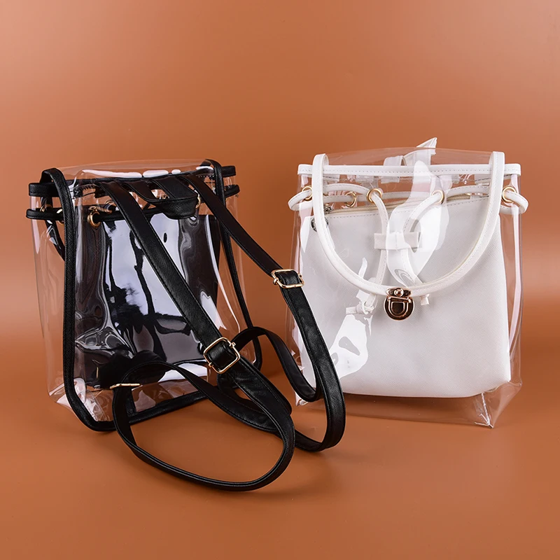

Women Transparent Backpacks Hasp PVC Preppy School Bags for Teenage Girls Casual backpacks