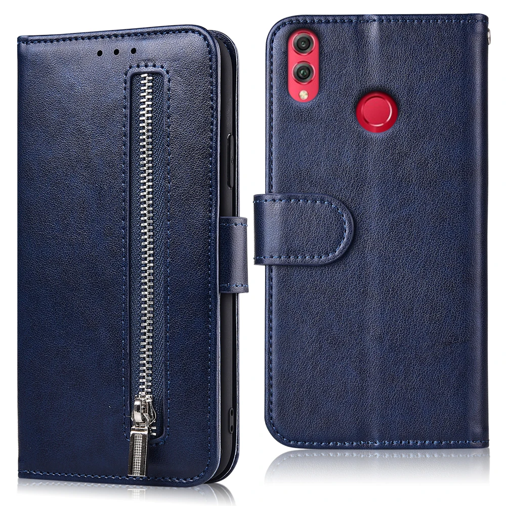 Кожаный чехол-кошелек на молнии для huawei Honor 8X8X6,5 ''JSN-L21 L22 L23 L42 Fundas мягкая задняя крышка из ТПУ держатель для карт флип-чехол