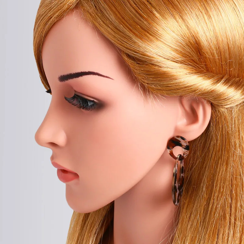 Леопардовые серьги для девочек акриловые с животным принтом Za геометрические