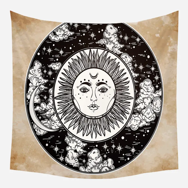 Sun God Loartee таинственный черный Кот астрологический узор гобелен колдовство мандала печать картина ткань настенный Декор - Цвет: Sun God