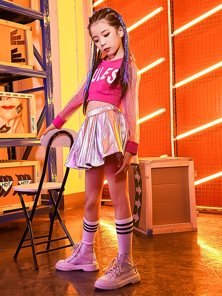 Детский уличный танцевальный костюм летние костюмы для девочек с юбкой из