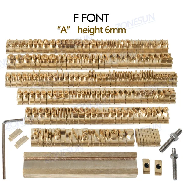 F font ZONESUN T-slot Пользовательский логотип Латунное письмо набор пресс-форм Горячая фольга печать для кожи медь Алфавит пресс ручная работа под заказ форма персонажа - Цвет: F font
