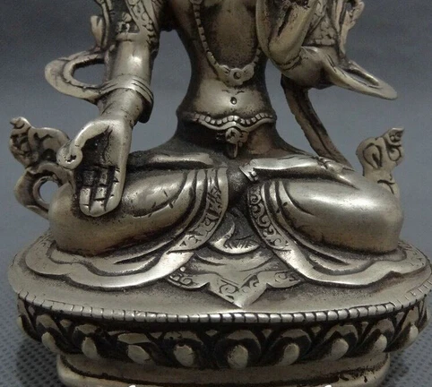 Тибетская Серебряная буддийская Статуэтка с защитой джосса 7 глаз лотоса белая