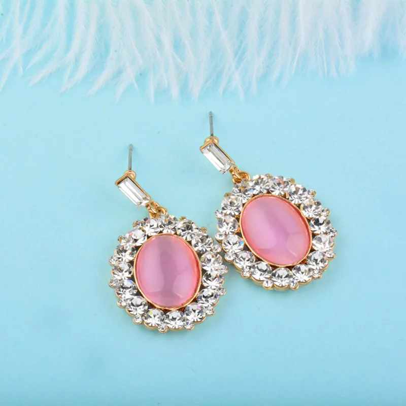 Большие овальные опаловые серьги LEEKER для женщин золотого цвета свадебные