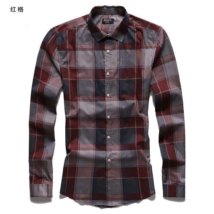 Модная Повседневная Клетчатая Мужская рубашка с длинными рукавами модная