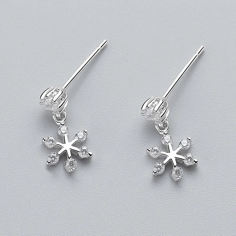 Милые женские украшения со снежинками|Серьги-гвоздики| |