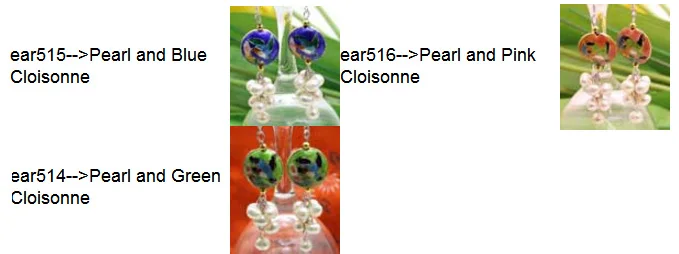 

Qingmos 18mm Green Round Cloisonne Dangle 2.5'' Women's Earrings With 6-7mm White Natural Pearl Beads-ear514 Free shipping