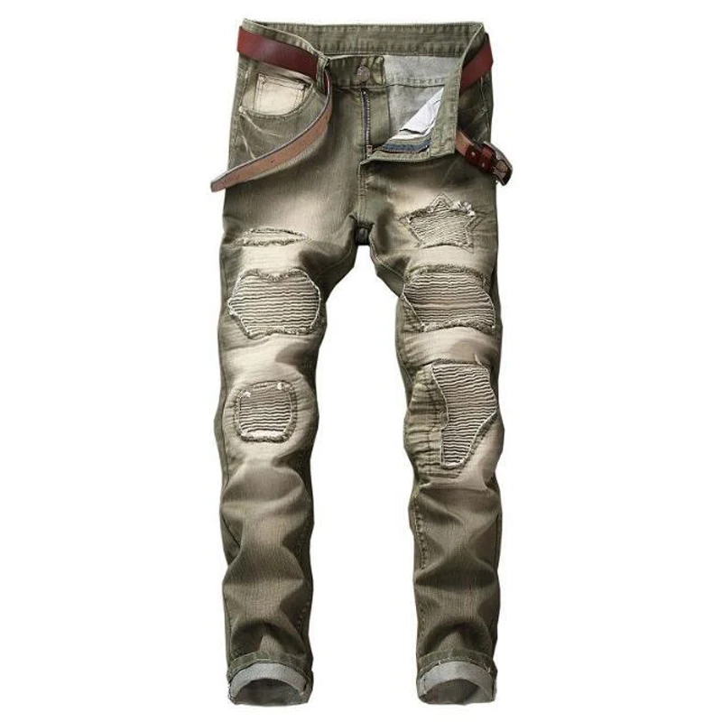 Men jeans high quality Denim cycling jeans men Hip hop casual tide straight jeans men solid ripped jeans for men