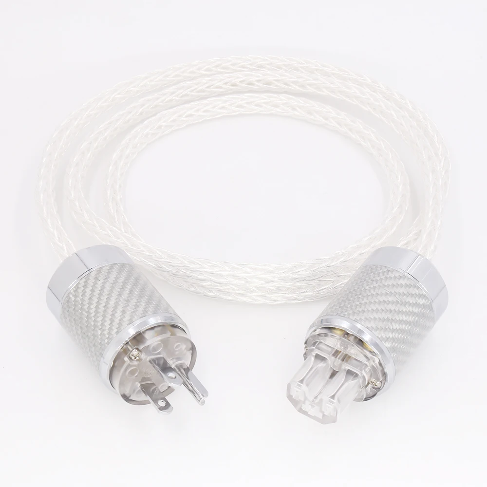 8AG  8core Twist Silver plated  Power Cable Carbon fiber EU/US Power cable amplifier spar parts
