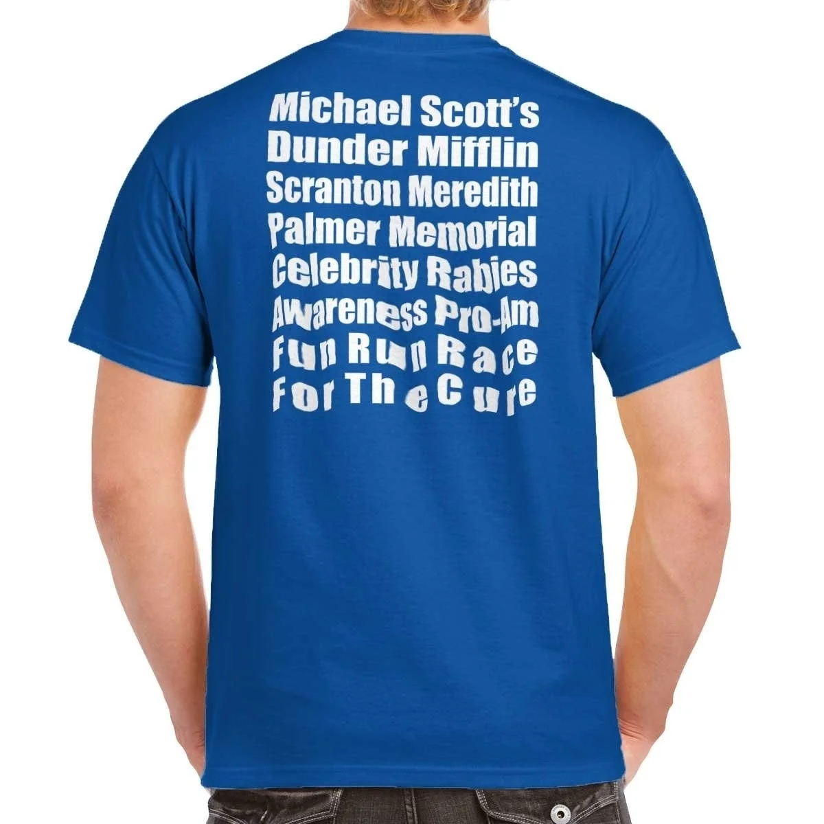 

sunfiz YF Blue T Shirt Pocket Printed Back Printed Michael Scott Brands Dunder Run Race Cure Funny T Shirt Tee