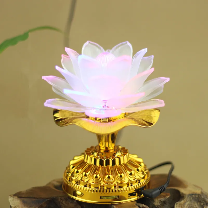 Святой 7 Красочный светодиодный Лотос лампы буддийские поставок сплав база