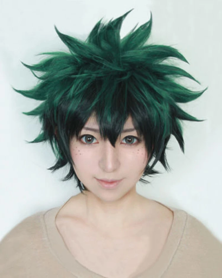 Парики My Boku no Hero Academia Izuku Midoriya Короткие Зеленые черные синтетические волосы