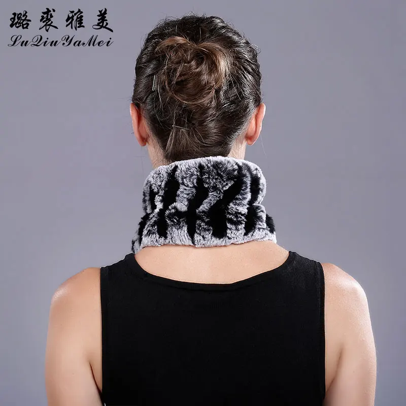 Real Fur Scarf Ring Women Rex Rabbit 2017 Soft Gray Warm Scarves&ampShawls Russian Elegant Genuine FurScarf Female | Аксессуары для