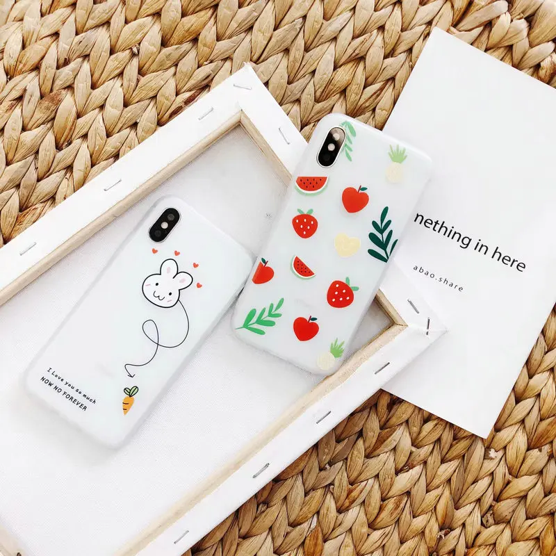 GABOOM Мягкие TPU Matte телефон чехлы для iPhone 7 Чехол Plus 6 s 8 X мультфильм кролик Лето арбуз