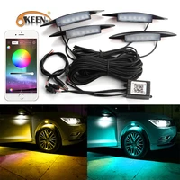 okeen app control car rgb led wheel eyebrow neon lights fender under side lamp 3 modes flash strobe breath decorative atmosphere