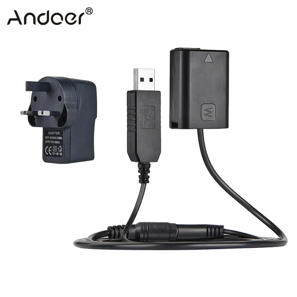 Andoer NP FW50 пустышка батарея + 5 В 3A USB кабель адаптера питания с вилкой Замена для AC PW20