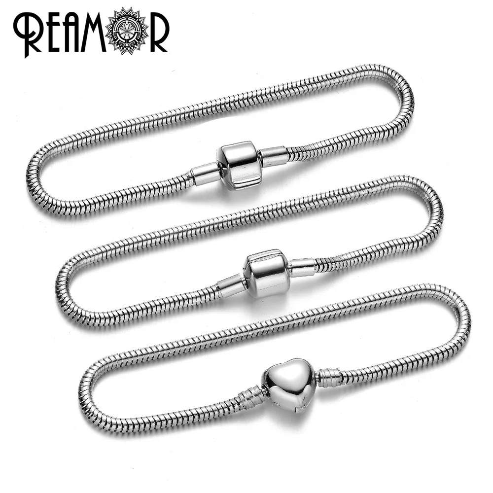 REAMOR 17/18/19/20/21 см 316l цепь из нержавеющей стали змея Сердце застежка металлический