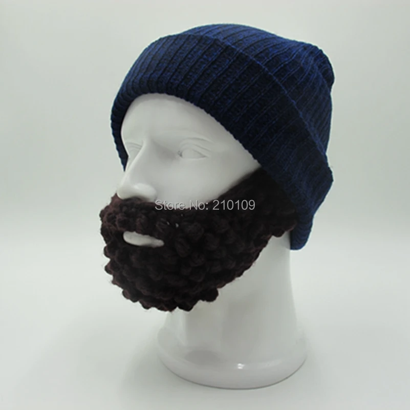 Mr.Kooky Novelty Winter Cool Solid Warm Soft Beard Beanies Skull Hats Knitted Touca Gorro Party Cap Men's Women's Birthday Gifts |