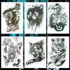 Временная тату-наклейка с тигром, леопардовым драконом, водонепроницаемые татуировки с волком, животными, ручная работа