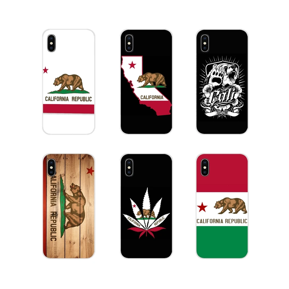 Чехол для мобильного телефона медведь California флаг Apple iPhone X XR XS MAX 4 4S 5 5S 5C SE 6 6S 7 8 Plus