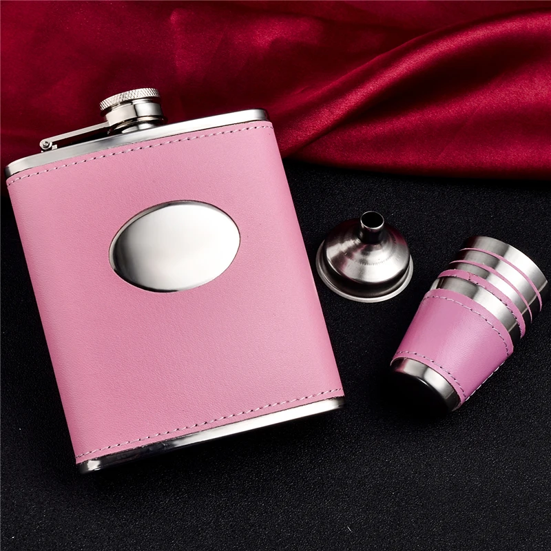 Фляга для виски GENNISSY розовая 7 унций из нержавеющей стали|pocket flask|hip flaskhip flask set |