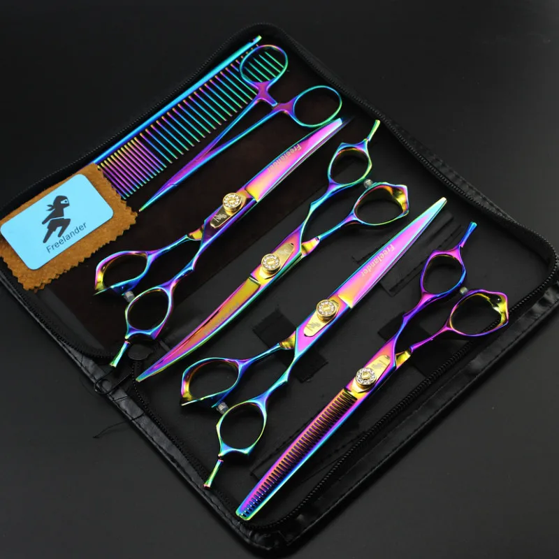 7 дюймовые профессиональные наборы ножниц для домашних животных JP440C 61HRC прямых и