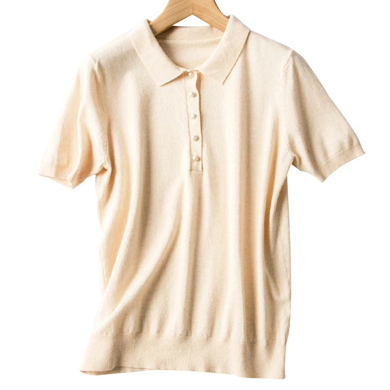 Женский шерстяной вязаный свитер с коротким рукавом однотонный пуловер на