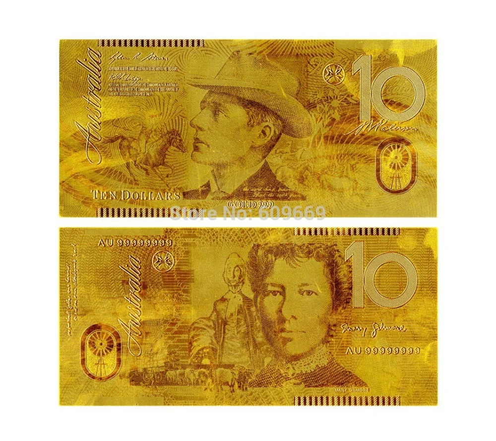 Золотые подарки и Ремесла Австралия 10 долларов Резные 24 карата золотые банкноты