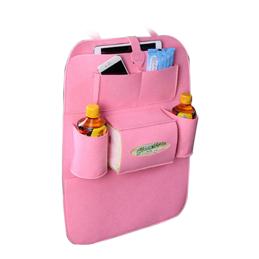 Pink Автомобильная сумка для хранения, подвесная коробка, сумка на заднее сиденье, органайзер, держатель на заднее сиденье, карманы для автомобиля, стильный шерстяной фетровый протектор, автомобильные аксессуары - Название цвета: Pink