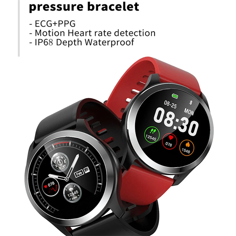 ЭКГ PPG Смарт часы Дисплей измерения Для мужчин t схема крови Давление Smartwatch женщин