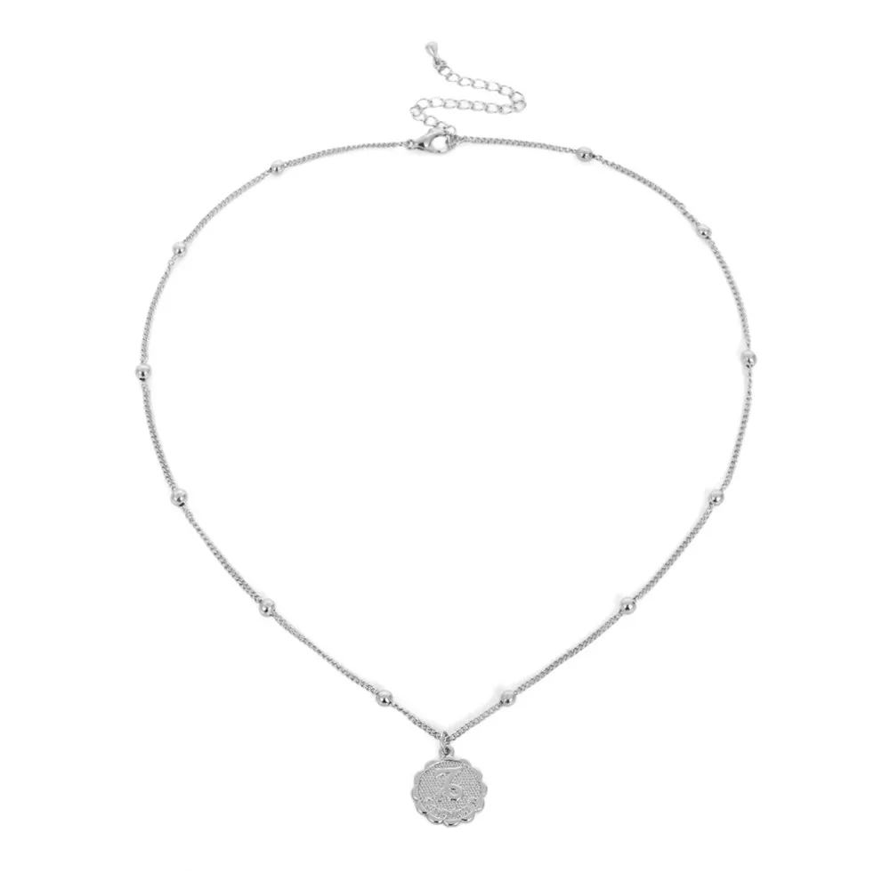 Capricorn silver VIVILADY новые модные 12 созвездий личности женщин Чокеры ожерелья Водолей, рыбы Овен тиснение круглые подвесные украшения - Окраска металла: Capricorn silver