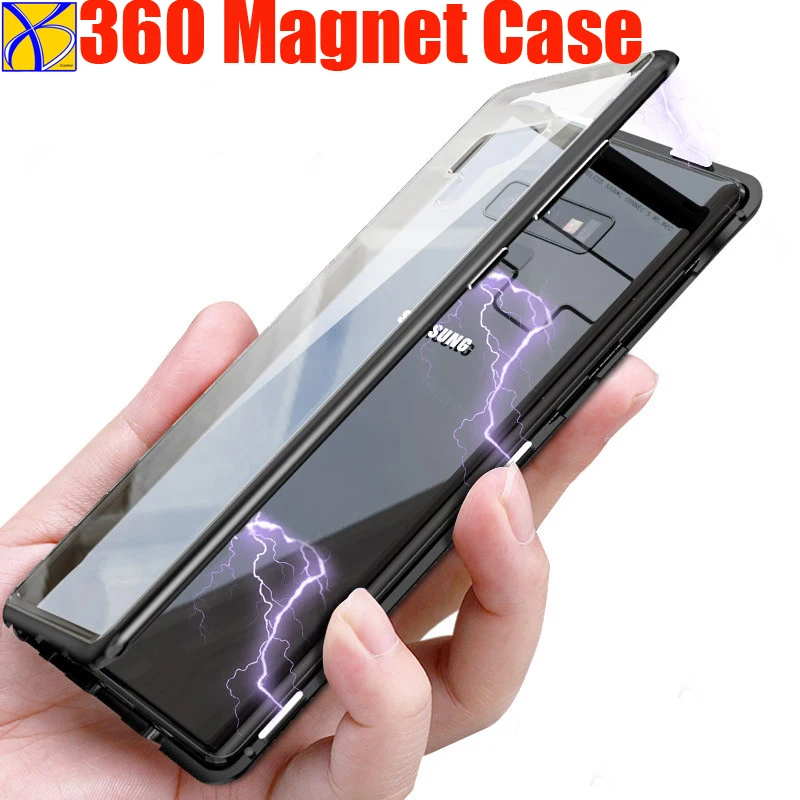 Новый металлический магнитный чехол бампер для Samsung Galaxy S8 S9 Plus Note 8 9 Магнитный Huawei