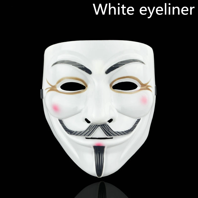 White eyeliner V для вендетты маска Страшные маски на Хеллоуин Вечерние Маски Маскарад косплей страшная маска смешная террор тушь для ресниц шутка злодея маска - Цвет: White eyeliner