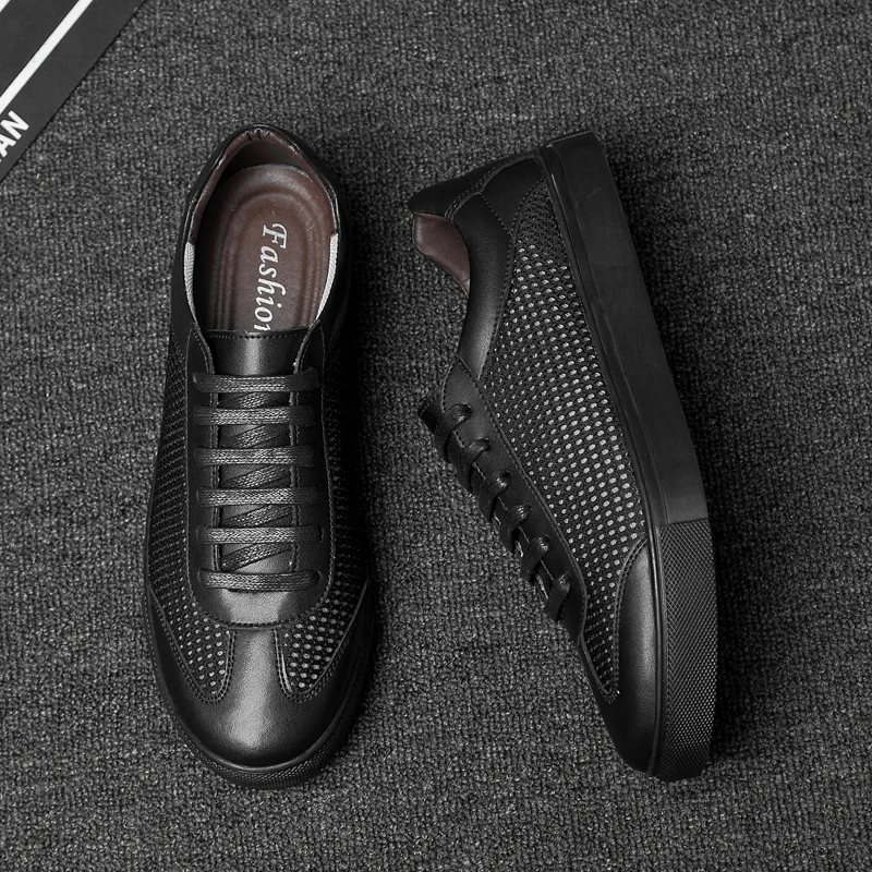 Size 38~46 men's genuine leather shoes HECRAFTED Fashion Comfortable male sneakers#AB711 | Обувь