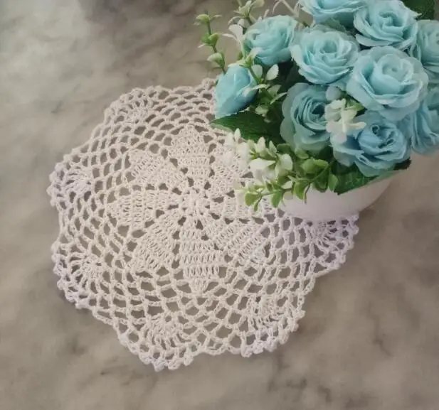 Изысканные хлопковые кружевные вязаные крючком цветы подставка для стола