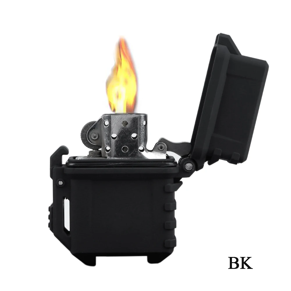 BK Военный Чехол-вкладыш для Zippo, с одной стороны, камуфляжный, EDC, тактический, охотничий, MOLLE, чехол, s волокно, нейлон, стандартная зажигалка - Цвет: BK