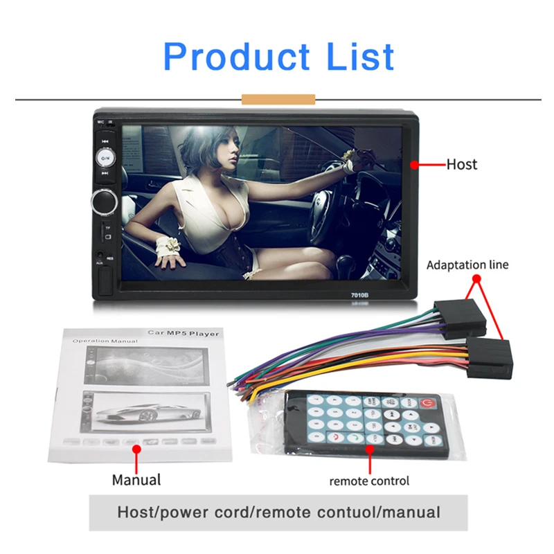 Wetowe 2Din 7010B 7 ''Автомобильный мультимедийный плеер стерео Bluetooth Радио