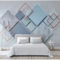 modern minimalist geometric blue 3d stereo large mural wall cloth european style living room tv background wall decor wall paper