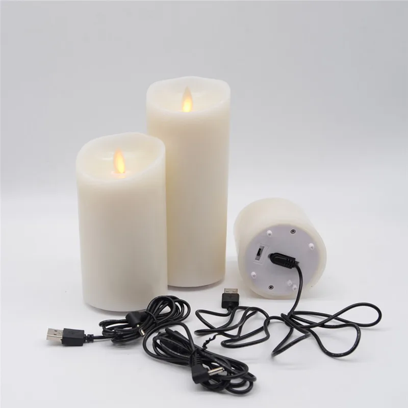 Набор светодио дный из 3 USB Powerd перезаряжаемый светодиодный мерцающий столб