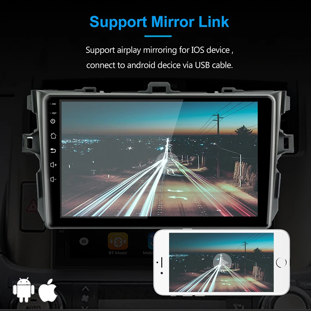 9 дюймов Android 8 1 автомобильное радио ram 2G rom 16G стерео 1080 P для Toyota Corolla 2008 2009 2010 2011 gps
